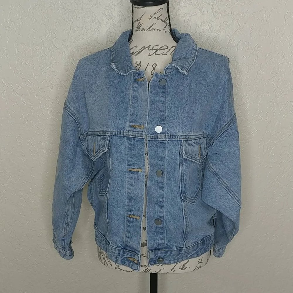 Button Front Jean Jacket Blue Size M